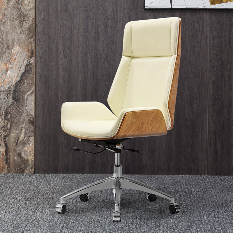 Contemporary Leather Executive Chair Swivel with Wheels Office Chair