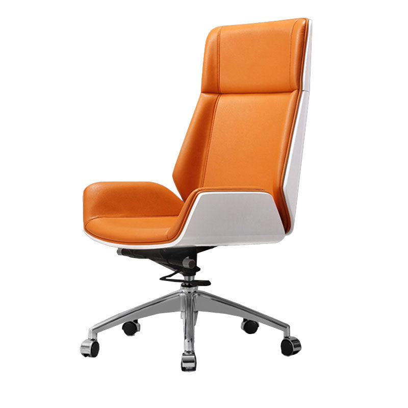 Contemporary Leather Executive Chair Swivel with Wheels Office Chair