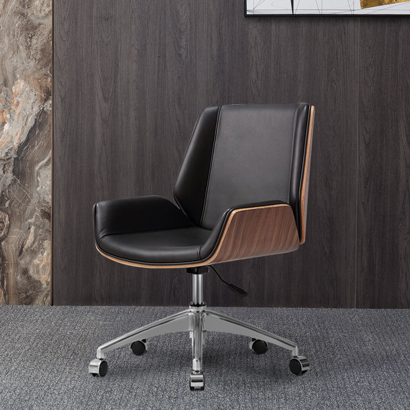 Contemporary Leather Executive Chair Swivel with Wheels Office Chair