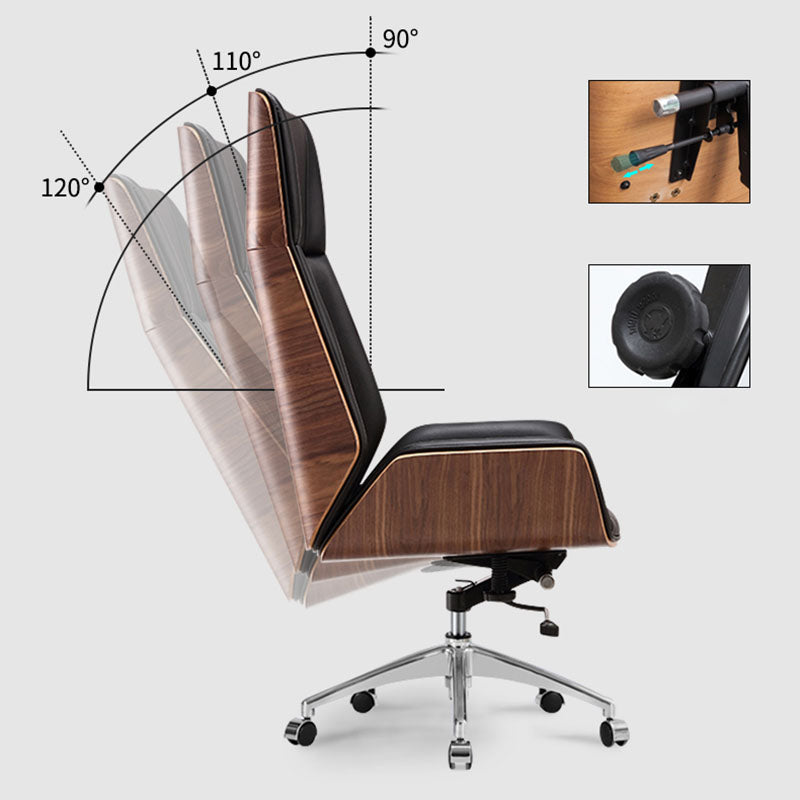 Contemporary Leather Executive Chair Swivel with Wheels Office Chair