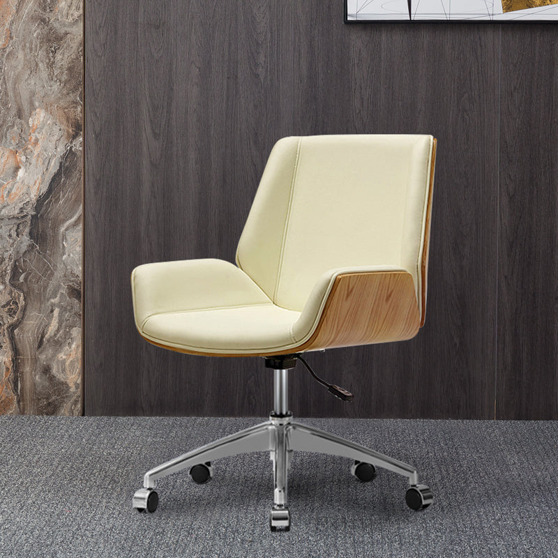 Contemporary Leather Executive Chair Swivel with Wheels Office Chair