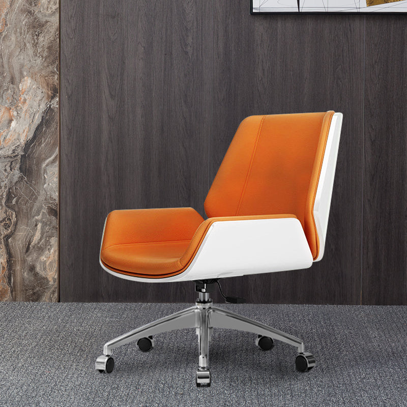 Contemporary Leather Executive Chair Swivel with Wheels Office Chair