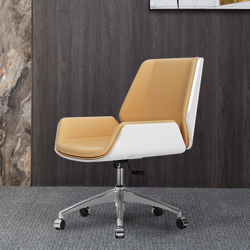 Contemporary Leather Executive Chair Swivel with Wheels Office Chair