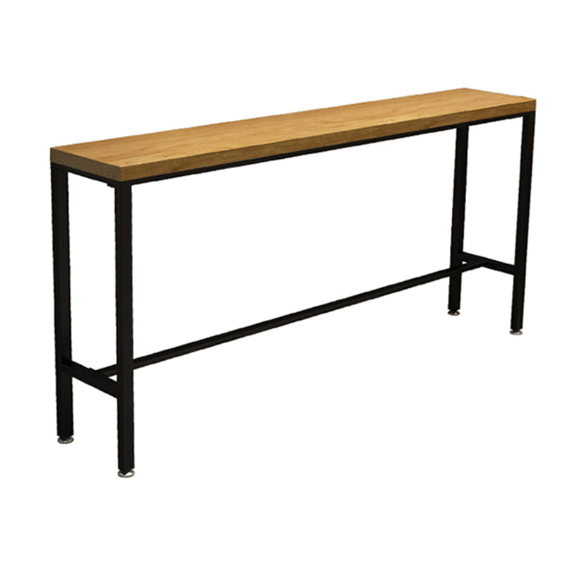 Natural Pine Wood Top Bistro Table Industrial Metal Frame Bar Table with Trestle