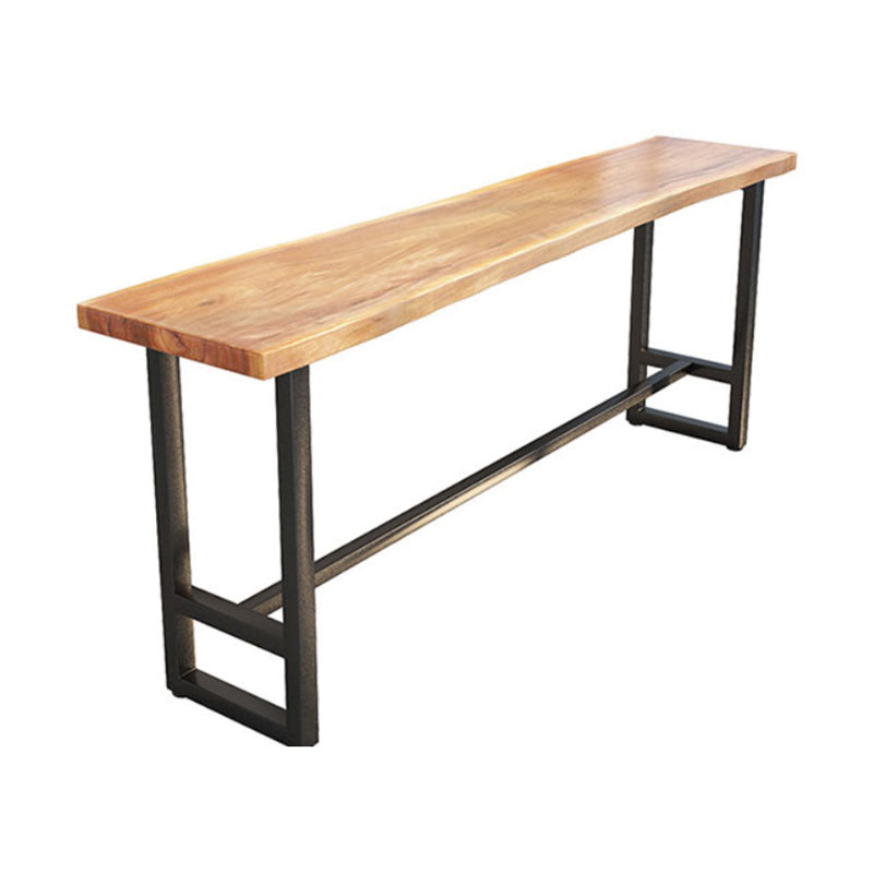 Pine Wood Bar Dining Table Industrial Rectangle Bar Table with Trestle for Balcony