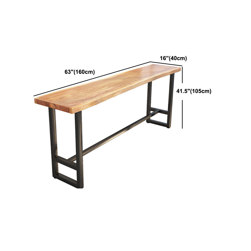 Pine Wood Bar Dining Table Industrial Rectangle Bar Table with Trestle for Balcony