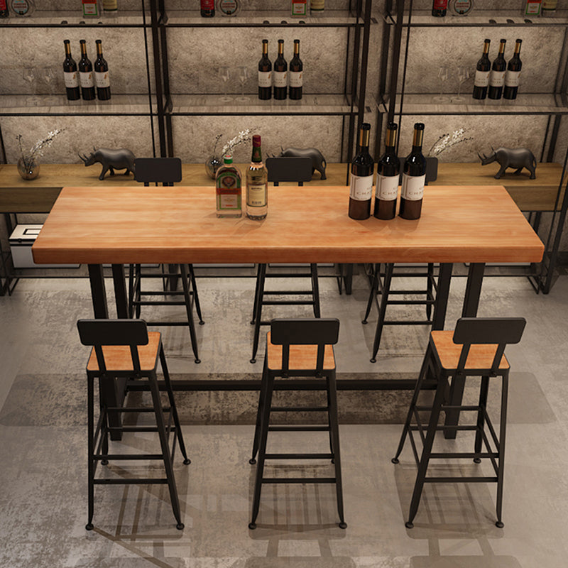 Wood Bar Dining Table Industrial Rectangle Bar Table with Trestle for Cafe