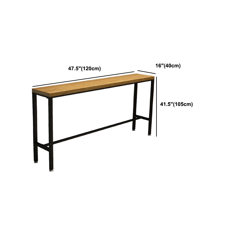 Pine Wood Bar Dining Table Industrial Rectangle Bar Table with Trestle for Cafe Balcony