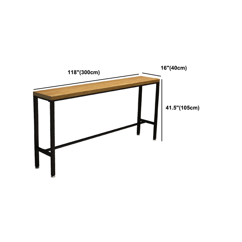 Pine Wood Bar Dining Table Industrial Rectangle Bar Table with Trestle for Cafe Balcony