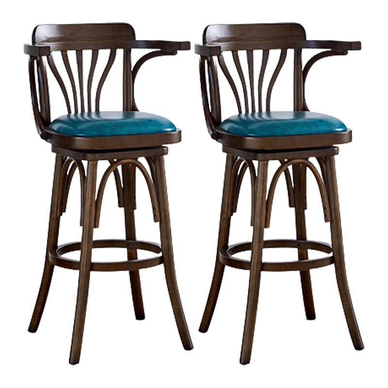 Contemporary Swivel Bar Stool Upholstered Counter Height Stool with Wood Frame