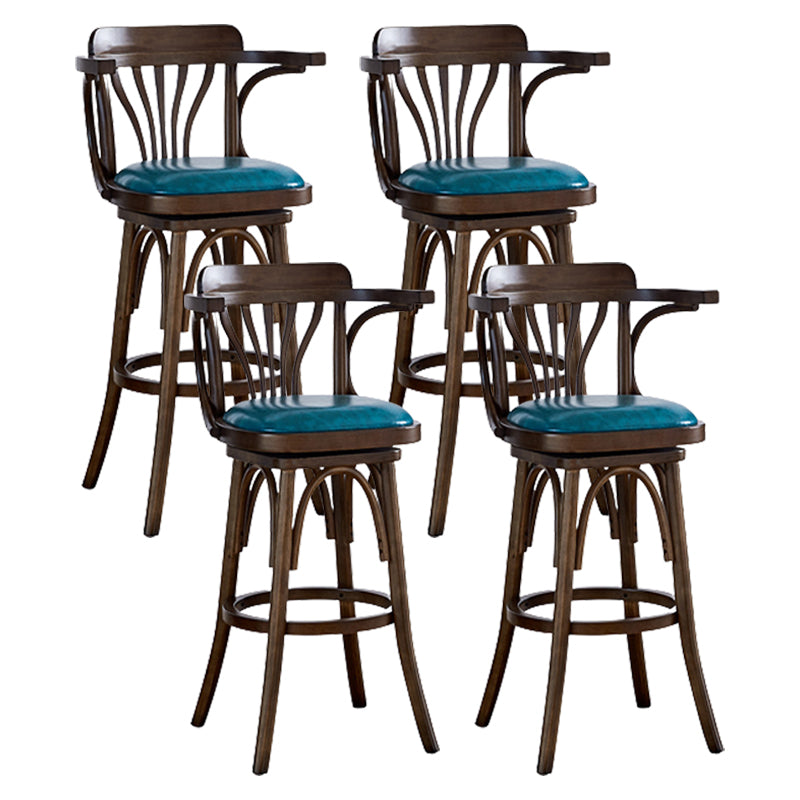 Contemporary Swivel Bar Stool Upholstered Counter Height Stool with Wood Frame