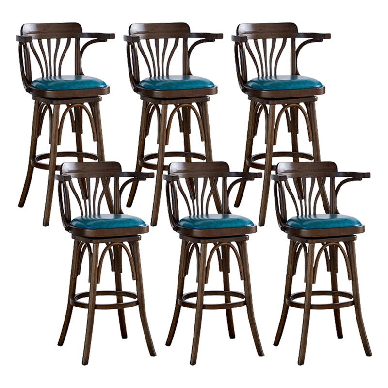 Contemporary Swivel Bar Stool Upholstered Counter Height Stool with Wood Frame