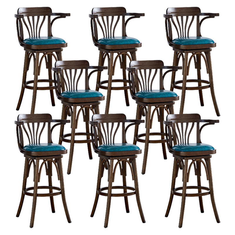 Contemporary Swivel Bar Stool Upholstered Counter Height Stool with Wood Frame