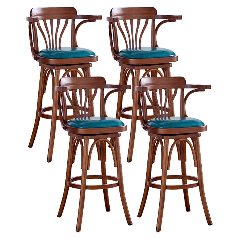 Contemporary Swivel Bar Stool Upholstered Counter Height Stool with Wood Frame