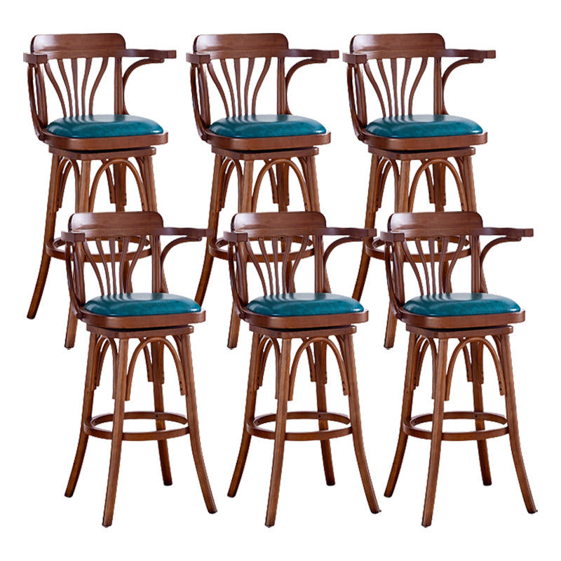 Contemporary Swivel Bar Stool Upholstered Counter Height Stool with Wood Frame