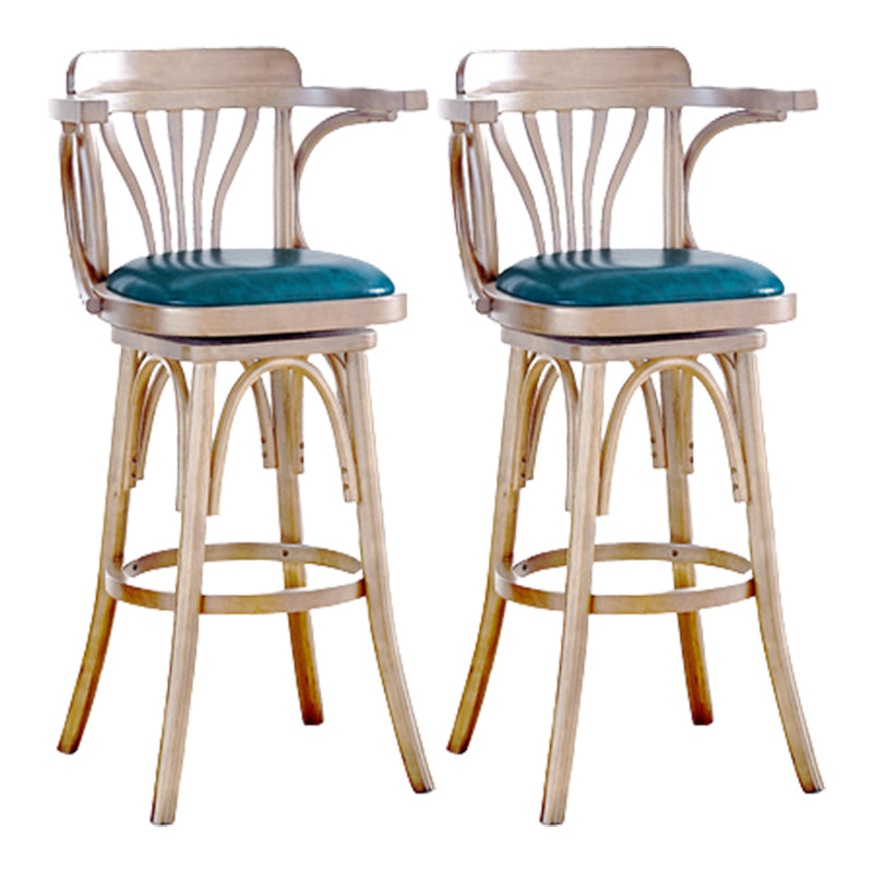 Contemporary Swivel Bar Stool Upholstered Counter Height Stool with Wood Frame