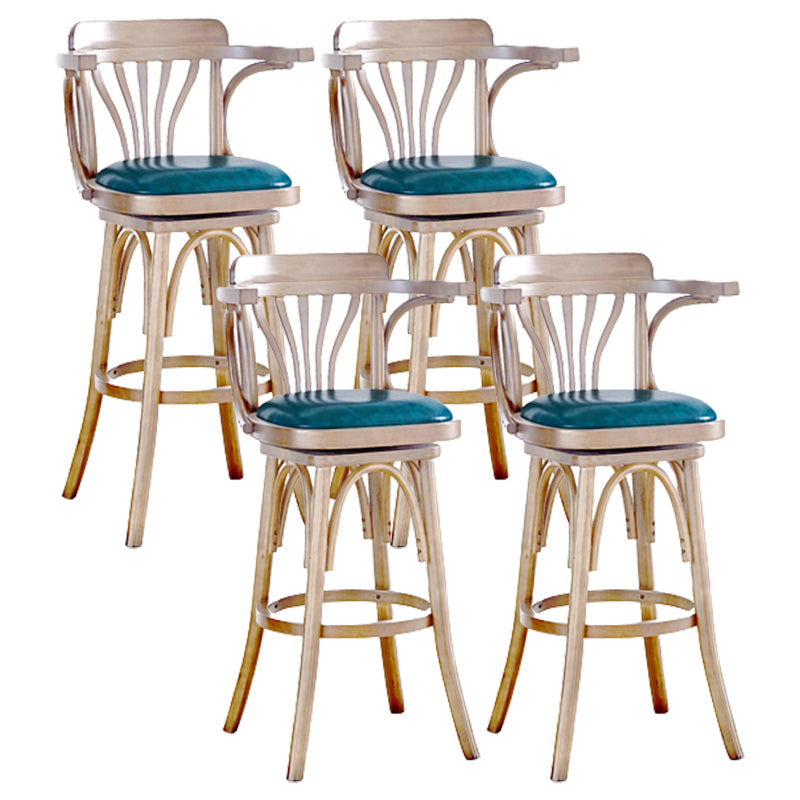 Contemporary Swivel Bar Stool Upholstered Counter Height Stool with Wood Frame