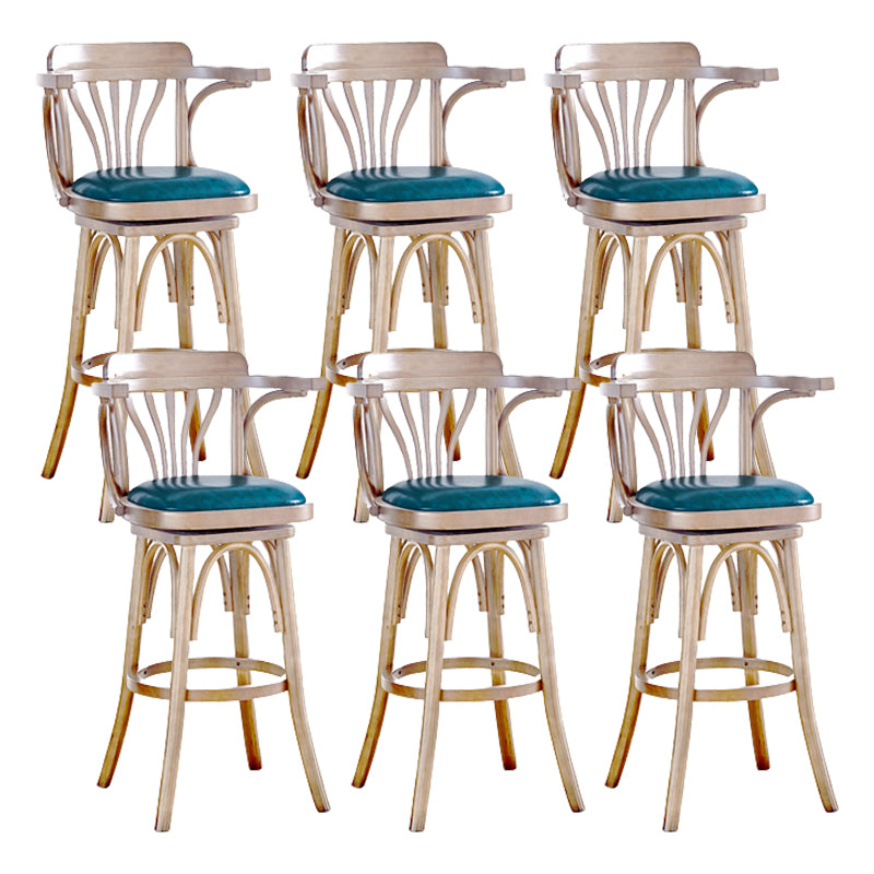 Contemporary Swivel Bar Stool Upholstered Counter Height Stool with Wood Frame