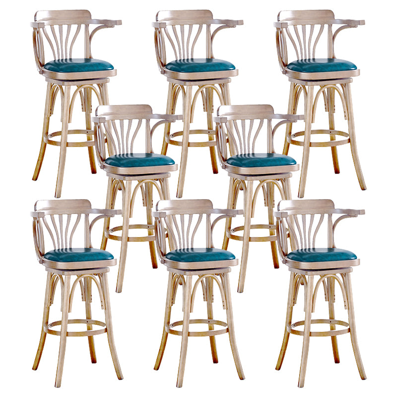 Contemporary Swivel Bar Stool Upholstered Counter Height Stool with Wood Frame