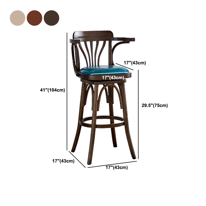 Contemporary Swivel Bar Stool Upholstered Counter Height Stool with Wood Frame