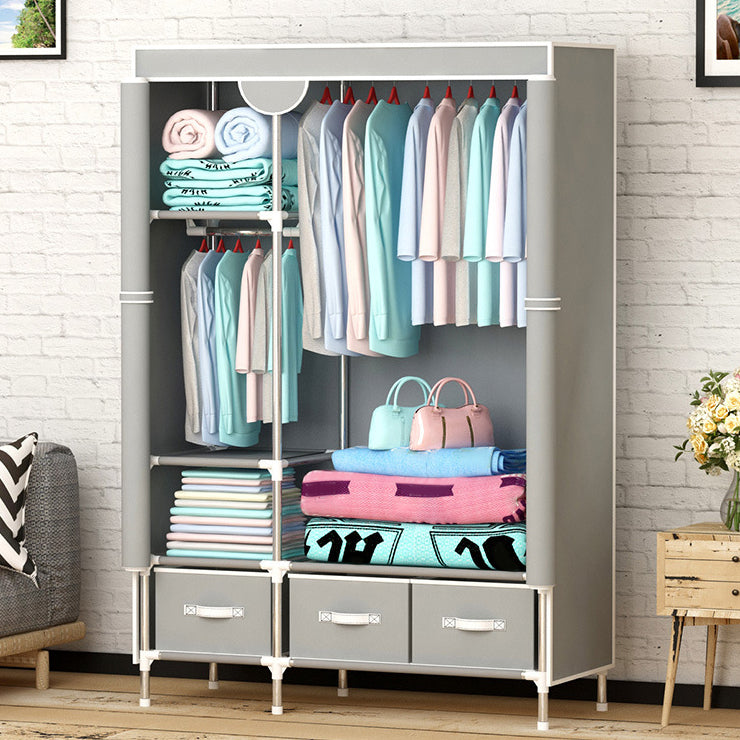 Steel Frame Wardrobe Cabinet Contemporary Home Wardrobe with Drawers