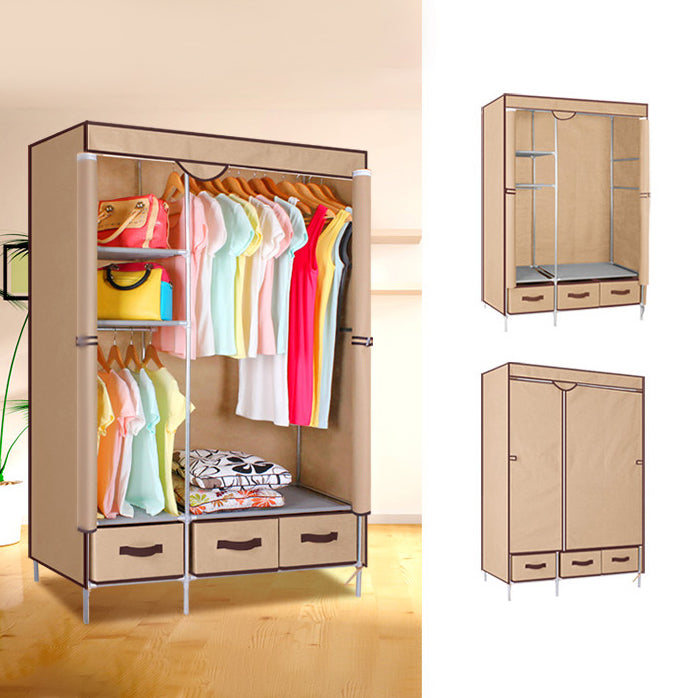 Steel Frame Wardrobe Cabinet Contemporary Home Wardrobe with Drawers