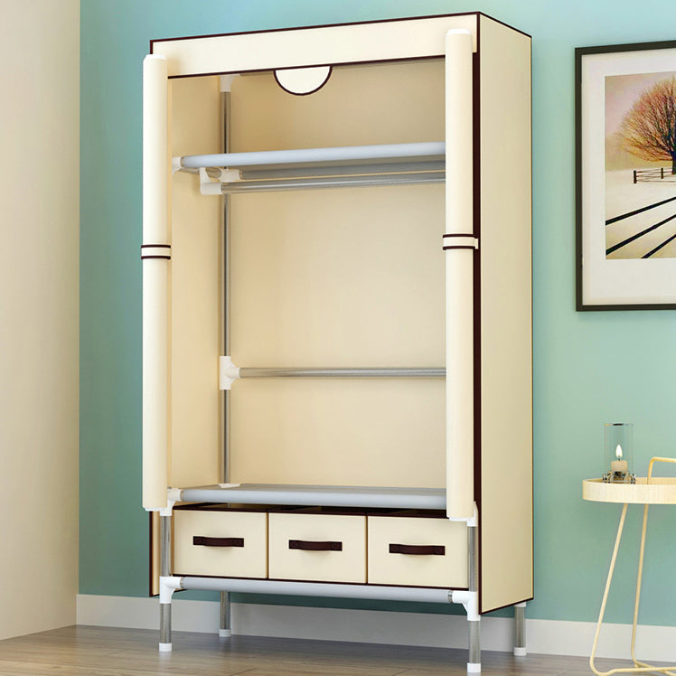 Steel Frame Wardrobe Cabinet Contemporary Home Wardrobe with Drawers