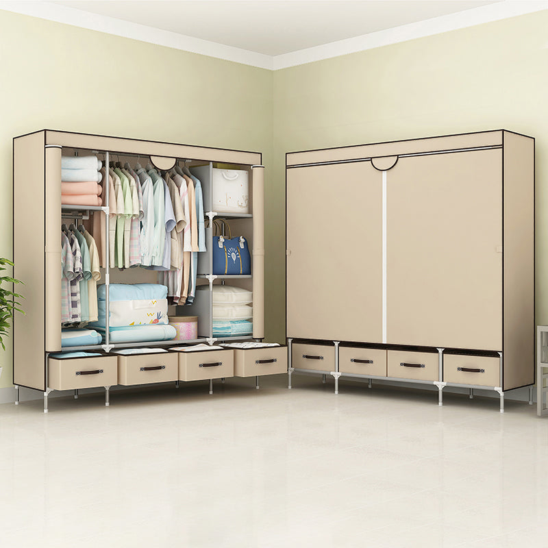 Steel Frame Wardrobe Cabinet Contemporary Home Wardrobe with Drawers