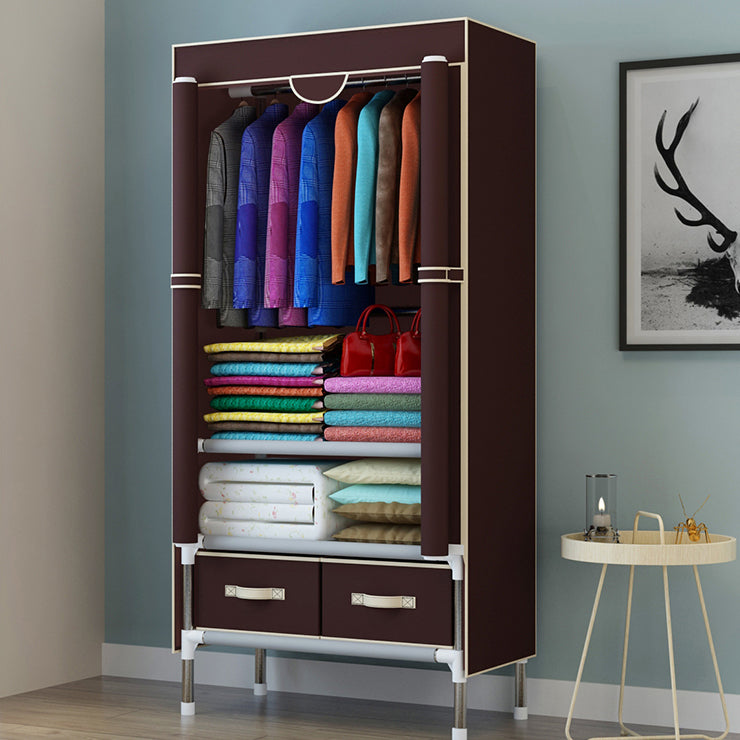 Steel Frame Wardrobe Cabinet Contemporary Home Wardrobe with Drawers