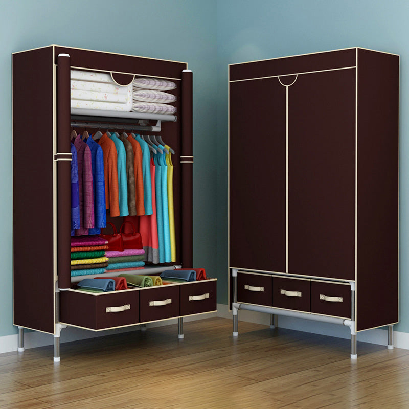 Steel Frame Wardrobe Cabinet Contemporary Home Wardrobe with Drawers