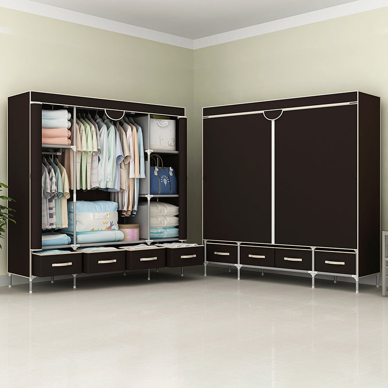 Steel Frame Wardrobe Cabinet Contemporary Home Wardrobe with Drawers