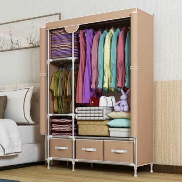 Steel Frame Wardrobe Cabinet Contemporary Home Wardrobe with Drawers