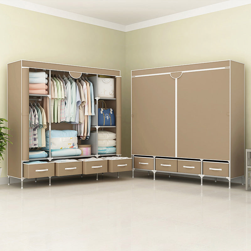 Steel Frame Wardrobe Cabinet Contemporary Home Wardrobe with Drawers