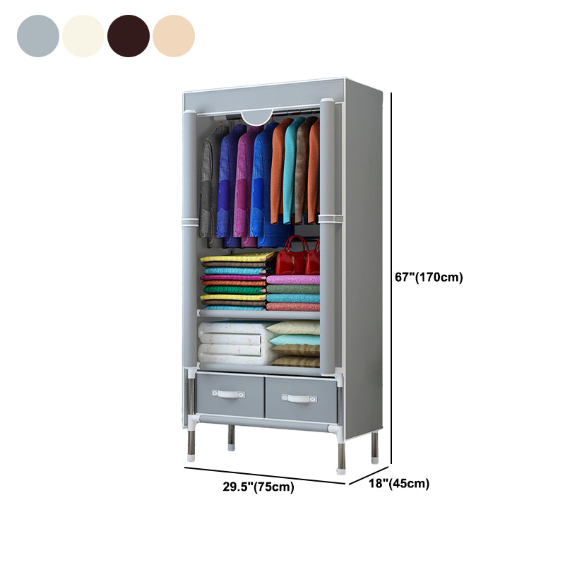 Steel Frame Wardrobe Cabinet Contemporary Home Wardrobe with Drawers