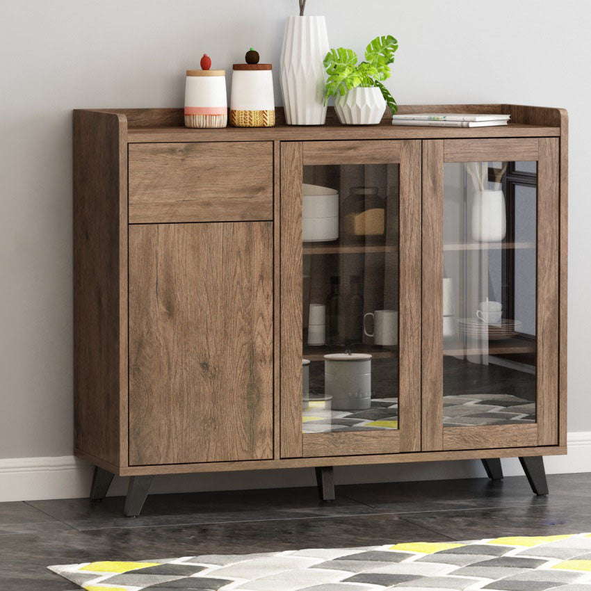 Brown Contemporary Side Board Engineered Wood Sideboard for Dining Room