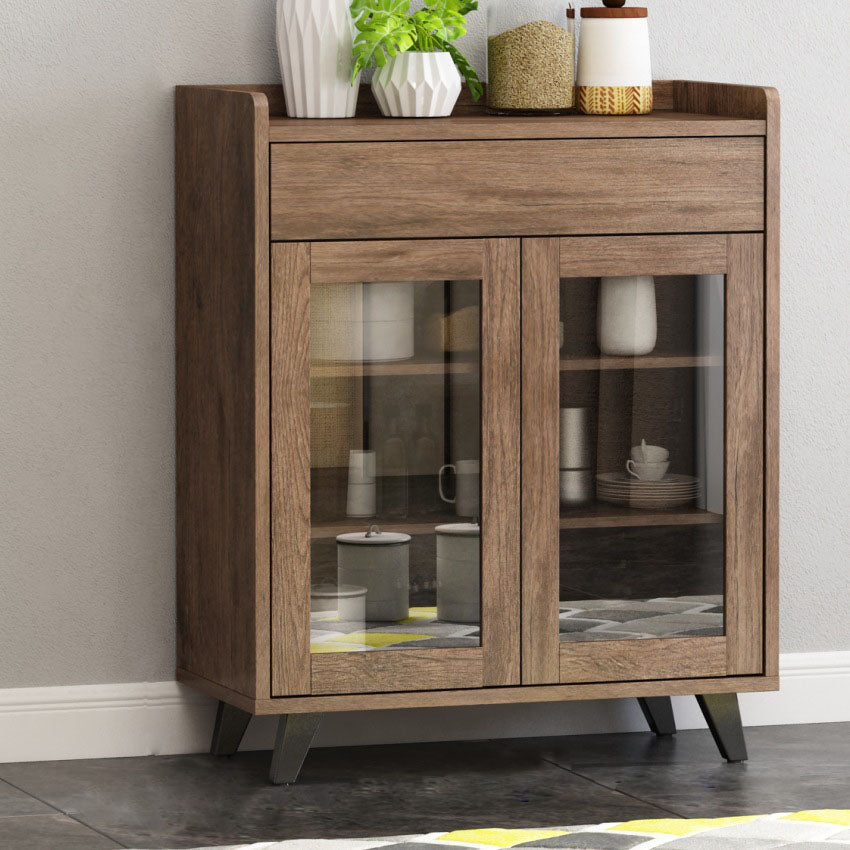 Brown Contemporary Side Board Engineered Wood Sideboard for Dining Room