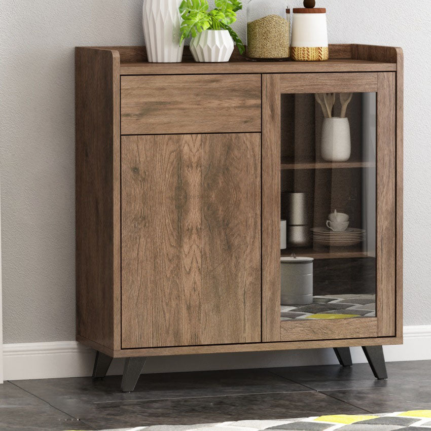 Brown Contemporary Side Board Engineered Wood Sideboard for Dining Room