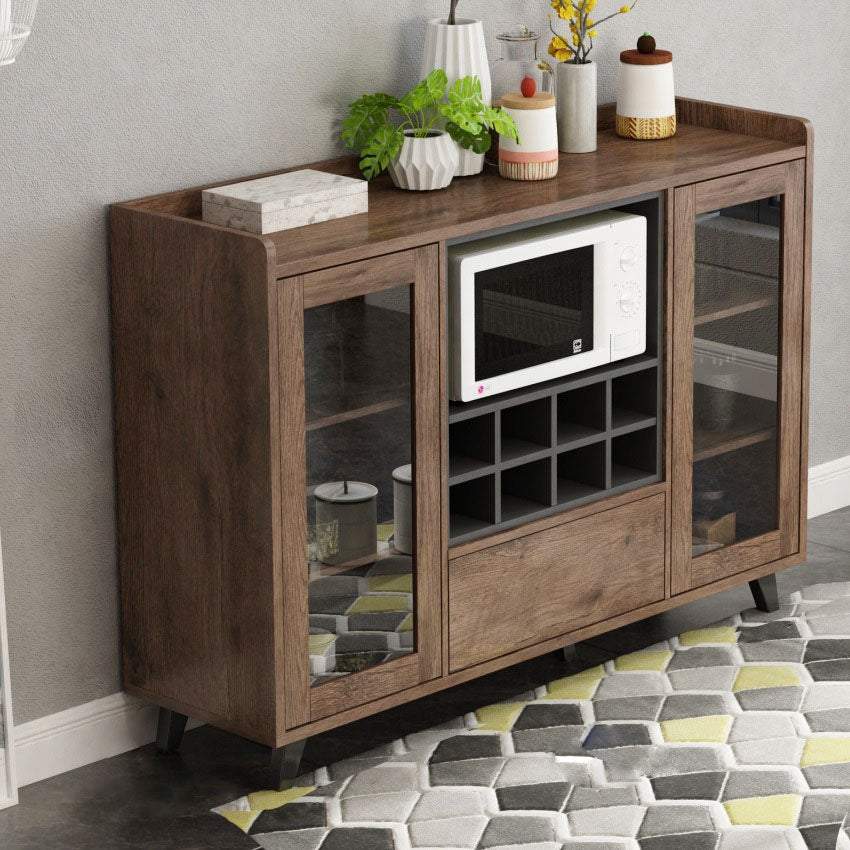 Brown Contemporary Side Board Engineered Wood Sideboard for Dining Room