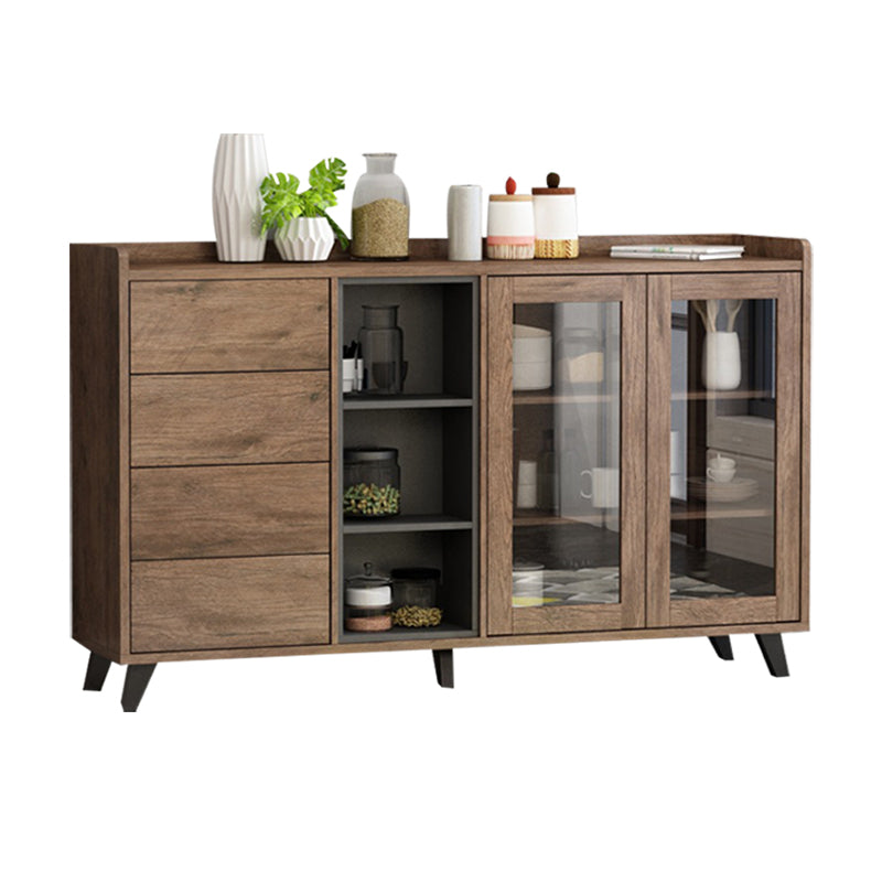 Brown Contemporary Side Board Engineered Wood Sideboard for Dining Room