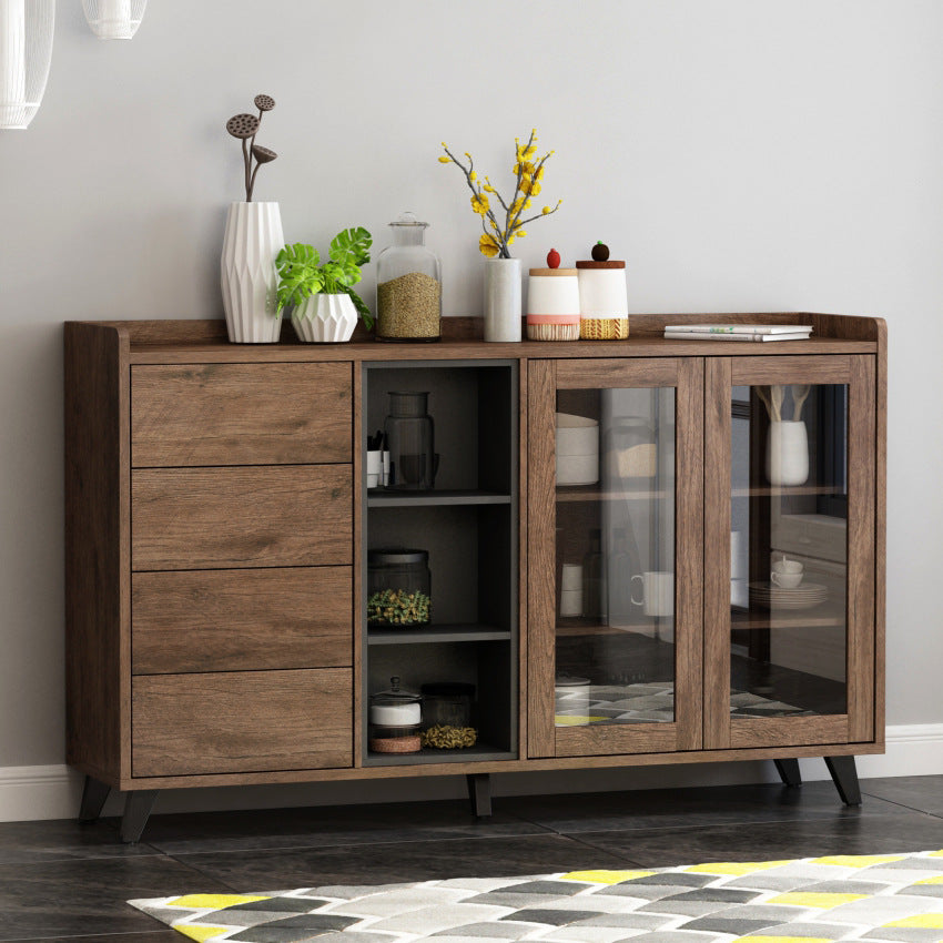 Brown Contemporary Side Board Engineered Wood Sideboard for Dining Room