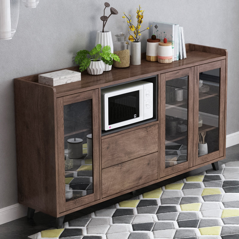 Brown Contemporary Side Board Engineered Wood Sideboard for Dining Room