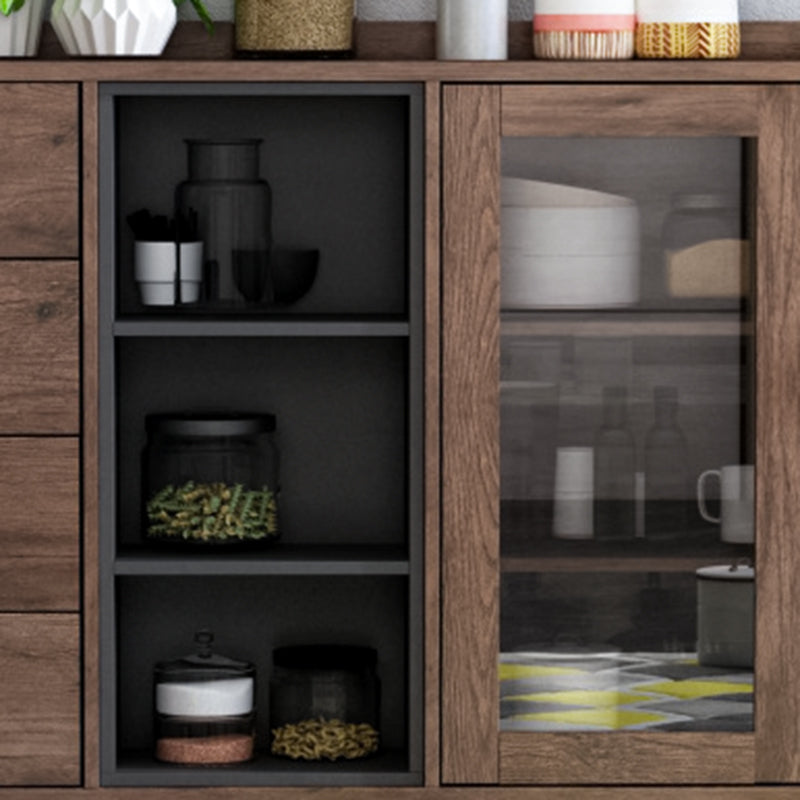 Brown Contemporary Side Board Engineered Wood Sideboard for Dining Room