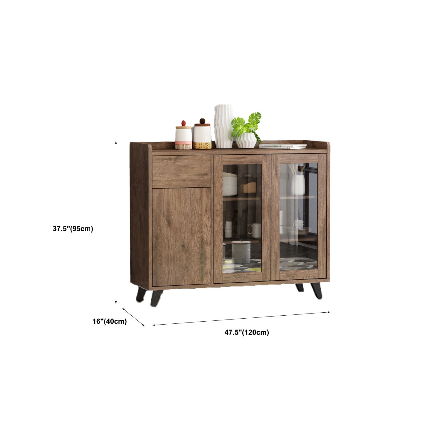 Brown Contemporary Side Board Engineered Wood Sideboard for Dining Room