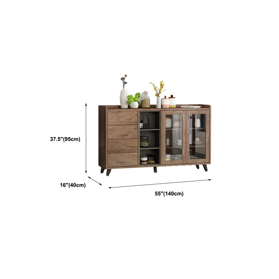 Brown Contemporary Side Board Engineered Wood Sideboard for Dining Room