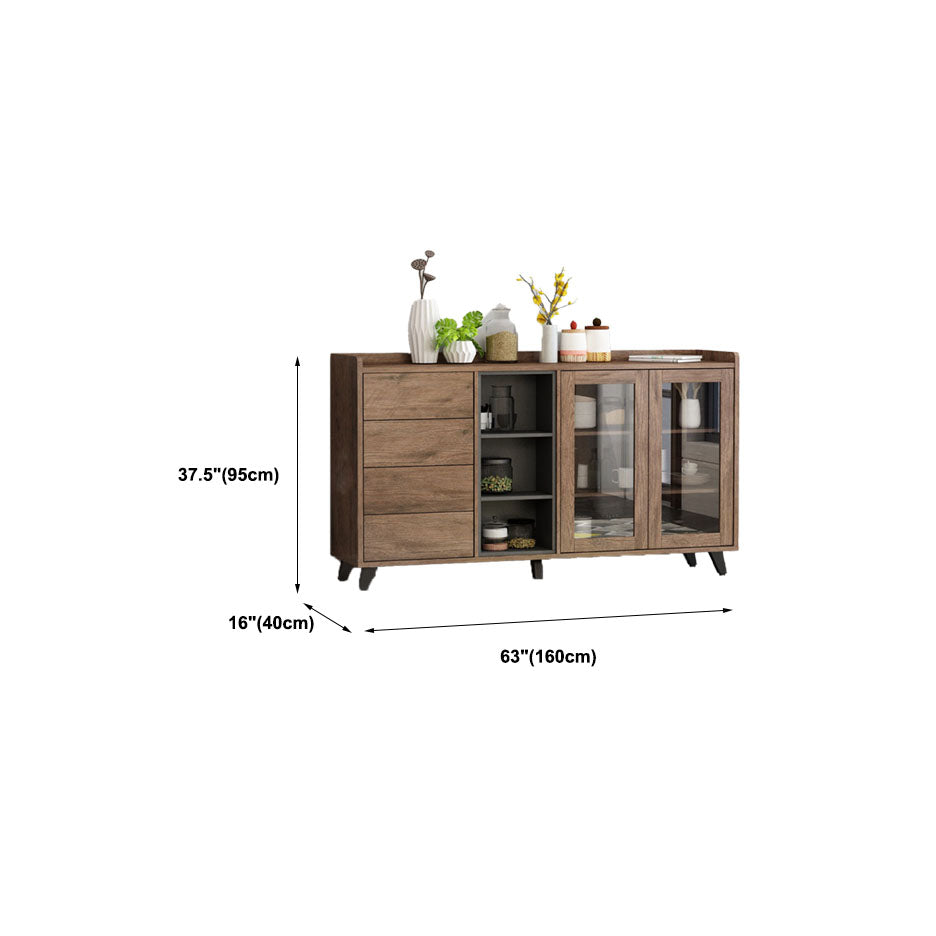 Brown Contemporary Side Board Engineered Wood Sideboard for Dining Room