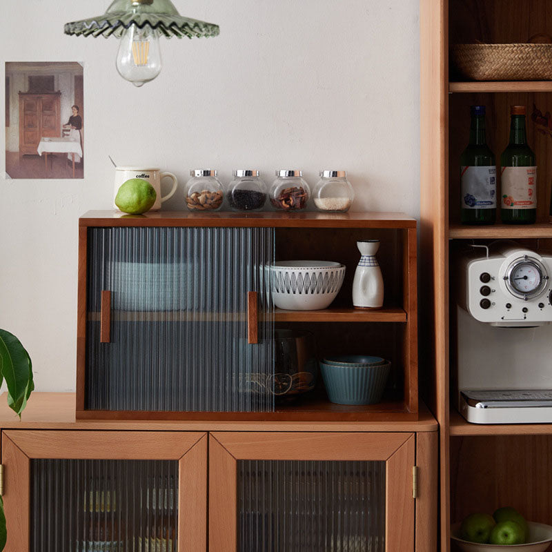 Contemporary Side Board Solid Wood Sideboard with Glass Door for Dining Room