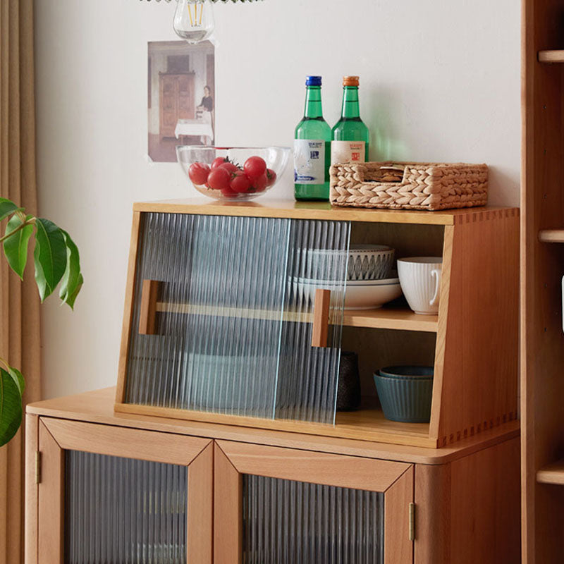 Contemporary Side Board Solid Wood Sideboard with Glass Door for Dining Room