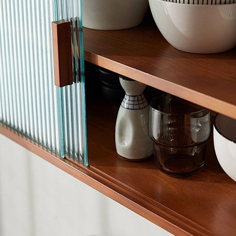 Contemporary Side Board Solid Wood Sideboard with Glass Door for Dining Room