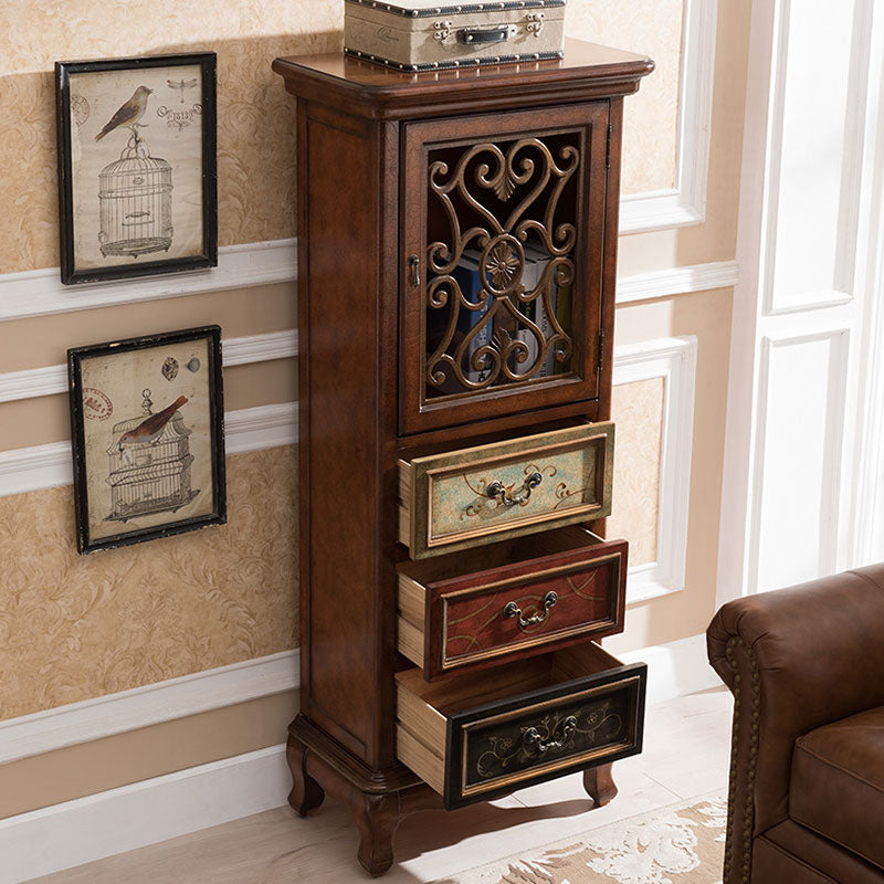 Glam Style Buffet Sideboard Wood Server with Door and Drawer