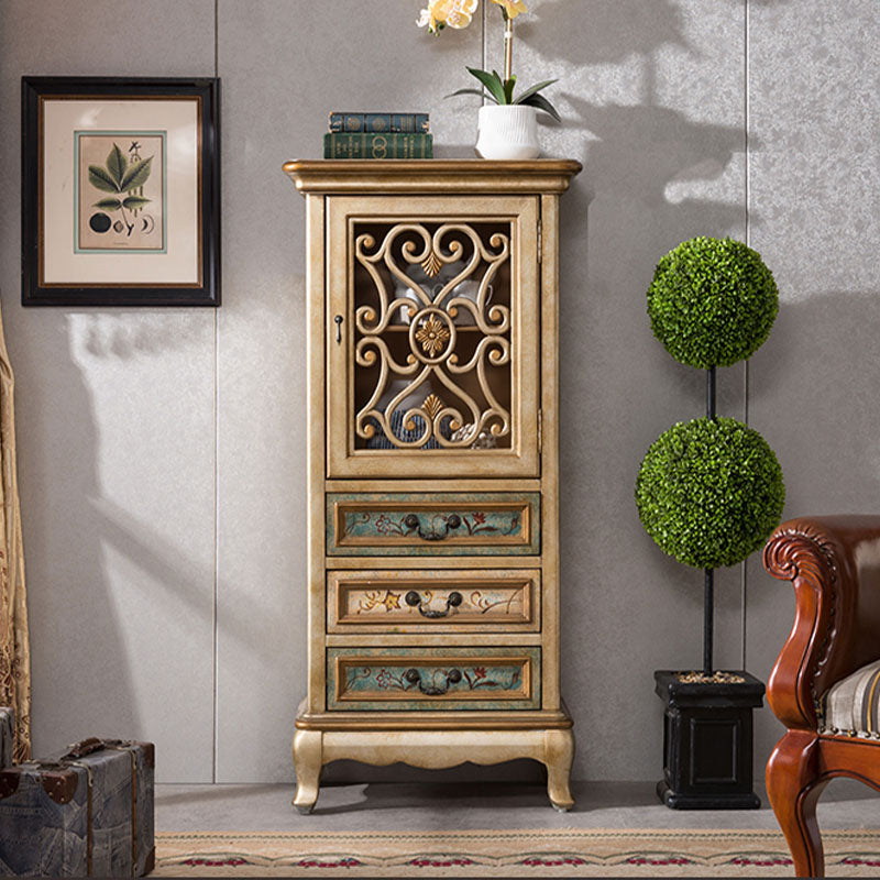 Glam Style Buffet Sideboard Wood Server with Door and Drawer